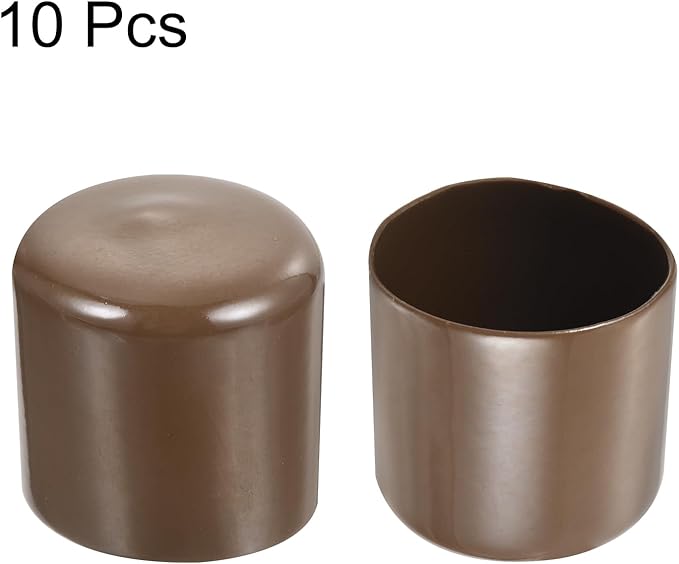uxcell 10pcs Rubber End Caps 43mm ID Vinyl Round End Cap Cover Screw Thread Protectors Brown