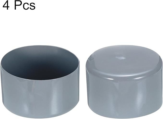 uxcell 4pcs Rubber End Caps 65mm ID Vinyl Round Tube Bolt Cap Cover Screw Thread Protectors Grey, 40mm Height