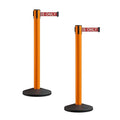 Crowd Control Warehouse CCW Series RBB-150 - Set of 2 Stanchion Retractable Belt Barriers - 16 Foot, Red"Authorized Access ONLY" White Letters Belt with Orange Post - Easy Assembly