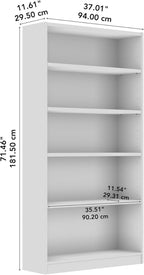 Bush Furniture Universal Tall 5 Shelf Bookcase in Black Walnut, Vertical Storage and Display Bookshelf for Home Office or Living Room Organization