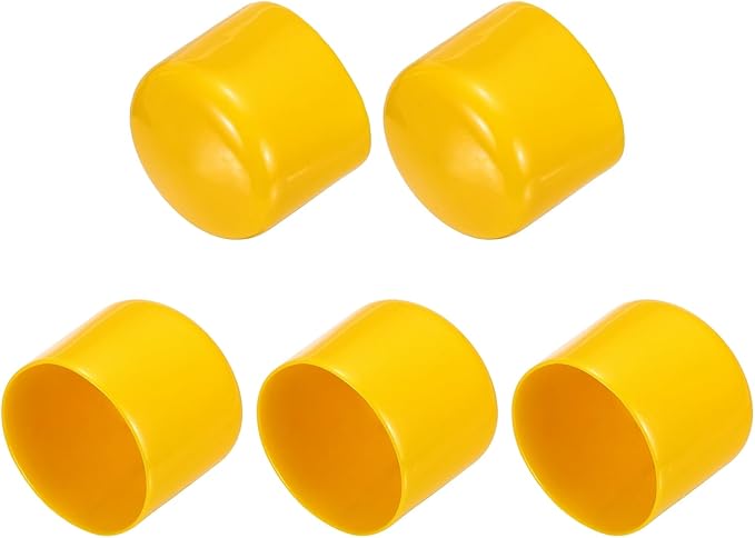 uxcell 5pcs Rubber End Caps 50mm(2 Inch) ID Vinyl PVC Round Tube Bolt Cap Cover Screw Thread Protectors Yellow