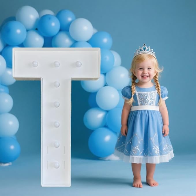 PRELIFE MEMORY 3FT/36 Inch Light Up Marquee Letter A-Z, White Frame KT Board Plug-in KT Board with Bracket White LED Party Decorative Light Decoration for Birthday Party Anniversary (T)