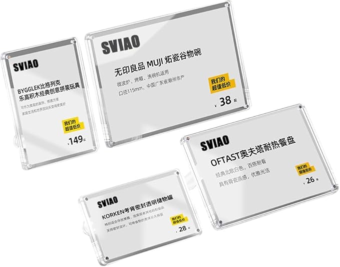 Acrylic Label Holder Price Tag Displays Sign Holder Data Card Holder Ads Display Stand (C: 90*54mm/3.54*2.13 inches)