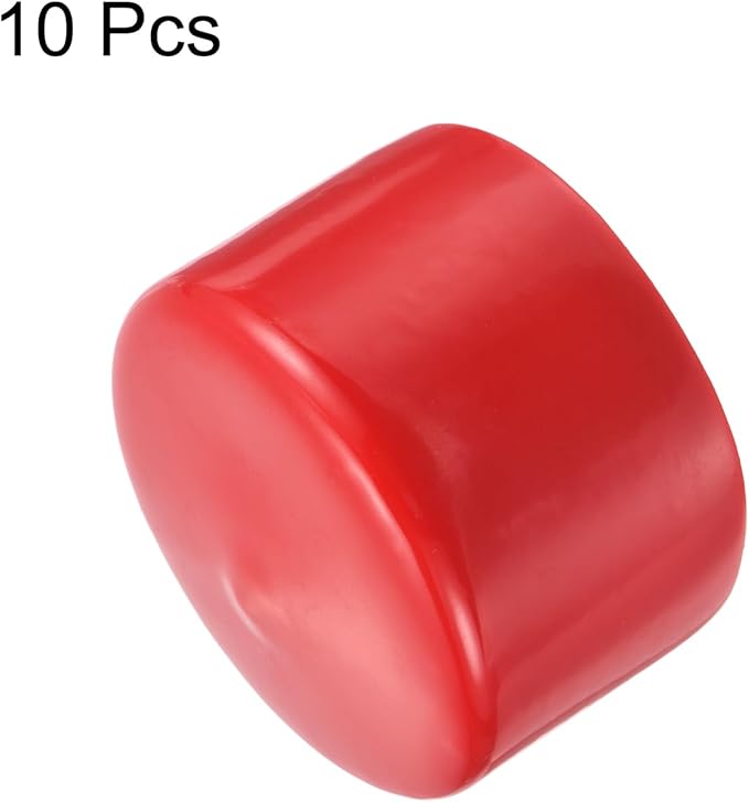 uxcell 10pcs Rubber End Caps 65mm ID Vinyl Round End Cap Cover Screw Thread Protector Red