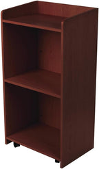 Displays2go Hostess Station, Hidden Wheels, Adjustable Shelf, Mahogany (LCKDPHSSM)