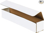 Box USA Small Box Mailers 12x2x2" White (Pack of 50) Corrugated Cardboard Box Mailer for Packing, Moving, Storage | Bulk Gift Box or Product Packaging for Small Business, Home, FBA