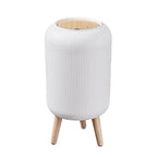 Trash Can With Lid for Bathroom, 2 Gallon/10 Liter Round Garbage Bin With Press Top, Plastic Modern Wastebasket With Soft Close, Container for Bedroom, Living Room, Office (White)