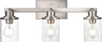 Yaohong 3-Light Track Lighting Kit Brushed Nickel Track Lighting Fixtures, Bathroom Wall Light Ceiling Mount Rotatable Spotlights, Kitchen Ceiling Light Fixtures with Glass Shade for Bathroom Hallway
