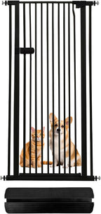 Lumizone Extra Tall Cat Gate 61.02" High Pressure Mounted Extra Wide 2025 New (17 Sizes) 1.37" Gap No Drilling Auto-Close One-Handed Operation Tall Pet Gate for Dogs(Black, 61.02" H x 29.92"-34.24" W)