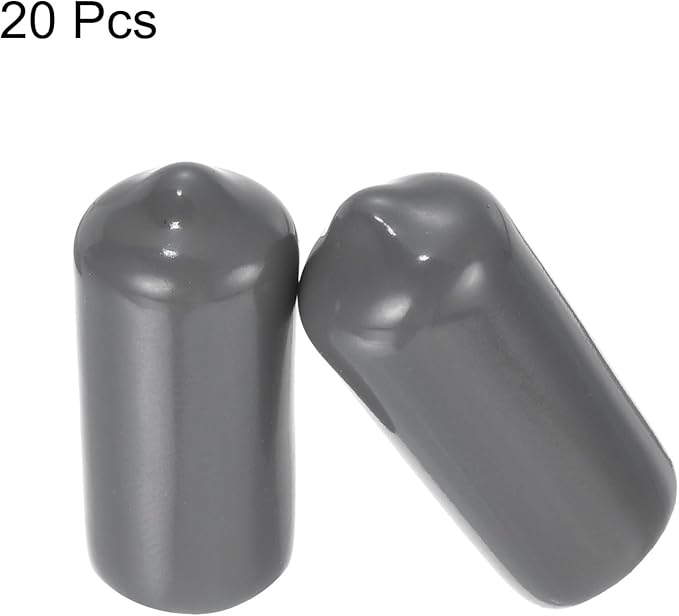 uxcell 20pcs Rubber End Caps 10mm(3/8") ID Vinyl PVC Round Tube Bolt Cap Cover Screw Thread Protectors Dark Grey