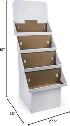 4-Tier Point of Purchase Dump Bin Display with Removable Header, White Corrugated Cardboard - Sold in Sets of 2