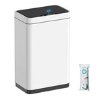 Mbillion Automatic Touchless 15 Gallon Motion Sensor Trash Can Stainless Steel Smart Trash Cans with Lid Rectangular Garbage Can for Kitchen Bedroom Home Office White