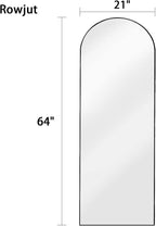 64"x21"Floor Mirror Arched Full Length Mirros, Mirror Floor Length Standing Hanging or Leaning & Large Full Body & Wall Mirror for Bedroom, Living Room, Aluminum Frame, Black