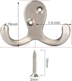 IBosins 10 Pack Heavy Duty Double Prong Coat Hooks Wall Mounted with 20 Screws Retro Double Hooks Utility Hooks for Coat, Scarf, Bag, Towel, Key, Cap, Cup, Hat