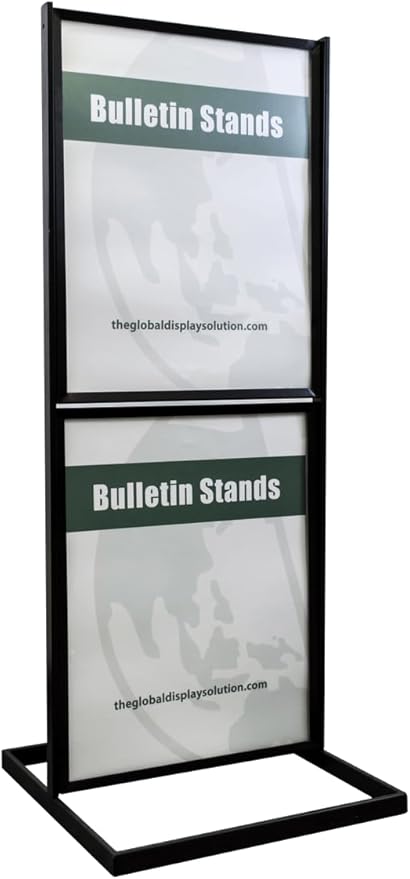 ASIA SOURCES, INC Premium Floor Sign Holder with rectangular tube base. (22" w x 28" h - 2 Tier)