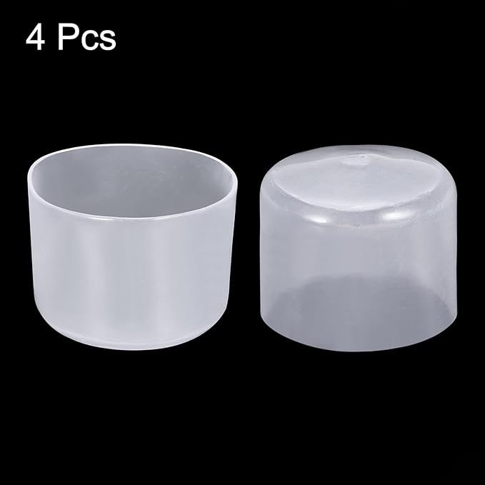 uxcell 4pcs Rubber End Caps 55mm ID Vinyl Round Tube Bolt Cap Cover Screw Thread Protectors Clear, 40mm Height