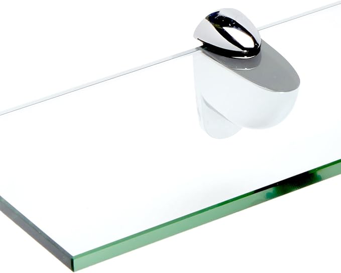 Spancraft Glass H-8x24-Chrome Heron Glass Shelf, Chrome, 8" x 24"