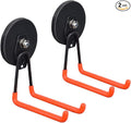 Heavy Duty Large Magnetic Hooks, 2 Pack Strong Magnet Hooks for Power Drill,Garden Tools,Hose,Straps,Steel Pegboard,Workshop,Anti-Scratch Magnetic Garage Hooks,Magnetic Cable Holder
