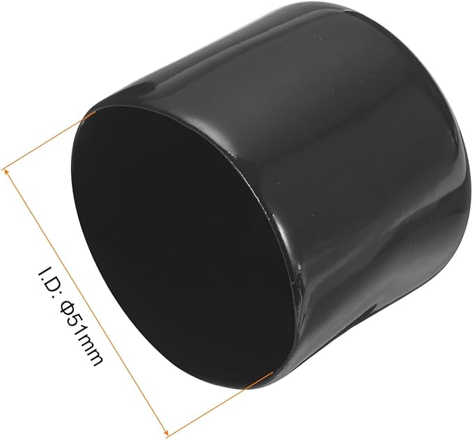 uxcell 4pcs Rubber End Caps 51mm ID Vinyl Round End Cap Cover Screw Thread Protectors Black, 40mm Height