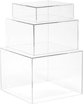 Red Co. Set of 3 Crystal Clear Acrylic Cube Display Nesting Risers with Hollow Bottoms, Transparent