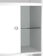 24”W * 18”D * 38”H - Retail Cash Register Stand， White Cash Wrap Checkout Desk，Counter Stand with Glass Display Cabinet for Retail