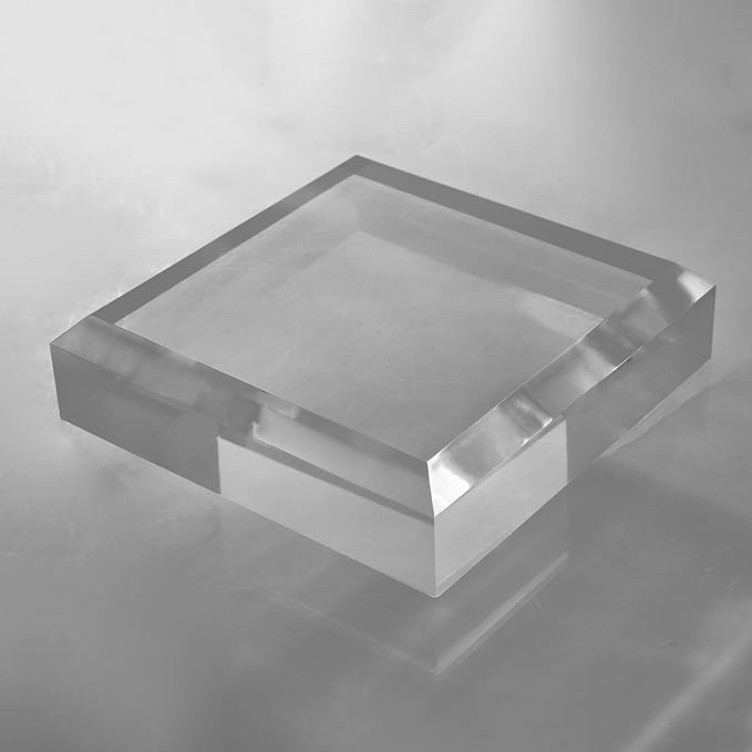 CiaoHER 2in Thickness Beveled Solid Acrylic Display Block Clear Polished Pedestal Stand Riser Solid Base (8x8)