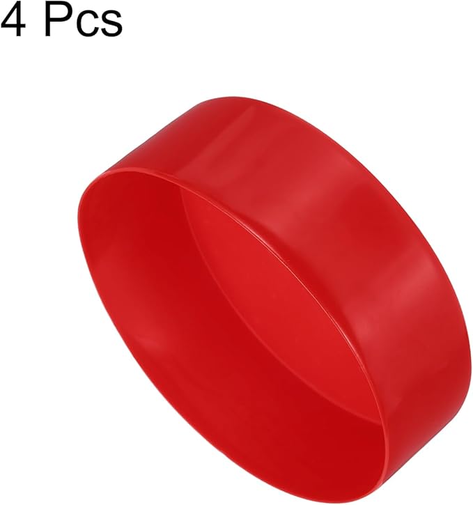 uxcell 4pcs Rubber End Caps 5 15/16"(150mm) ID Vinyl Round End Cap Cover Screw Thread Protectors Red, 50mm Height