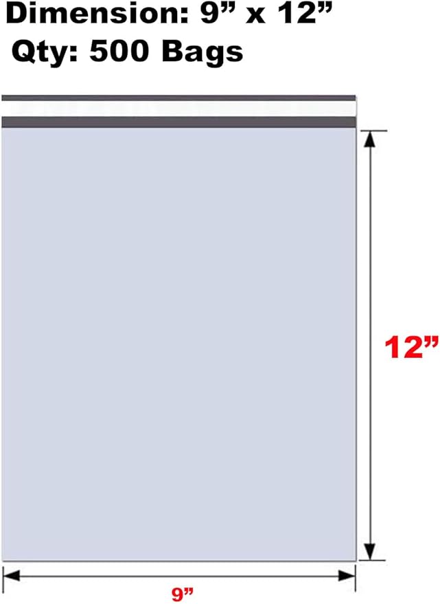 iMBAPrice 9x12 inches Poly Mailers, 500-Pack Medium Size #3 White Color Poly Mailing Shipping Envelopes Bags, Self Seal Adhesive Waterproof and Tear Proof (Total 500 Bags)
