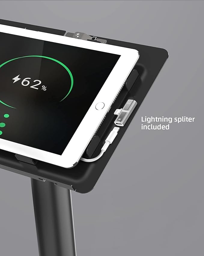 Tablet Floor Stand - 360 Swivel Compatible with 10.2" iPad 7 8 9 Gen, Anti-Theft, Key Lock, All Metal Floor Kiosk Stand