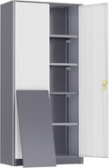 Incbruce 72” Metal Storage Cabinet, Garage Cabinets and Storage System with Doors and Shelves, Tall Lockable Tool Cabinet for Garage, Office, Home (Grey White)