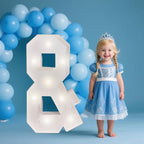 PRELIFE MEMORY 3FT/36 Inch Light Up Marquee Letter A-Z, White Frame KT Board Plug-in KT Board with Bracket White LED Party Decorative Light Decoration for Birthday Party Anniversary (&)
