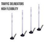BESEA 8 Pack 36 Inch Traffic Delineator Posts with Reflective Collars White Road Cones,White Durable Flexible Safety Cones for Construction, Parking Lot, and Roadway Use