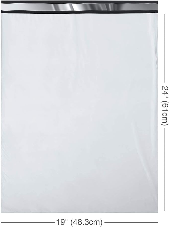 Fuxury 500pcs Poly Mailers 19x24 Inch,Self Adhesive Shipping Bags for Clothing,Waterproof Shipping Envelopes Mailers Poly Package Bags for Small Business,Flexible Mailing Bags White