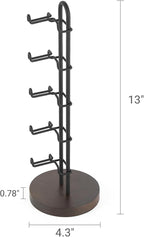 Mkono Sunglasses Organizer Glasses Holder Stand Sunglass Storage Eyeglasses Rack Metal Frame with Wood Base for 5 Pairs of Eyewear Display for Table Desk Countertop Dresser Bedroom, Set of 1, Black