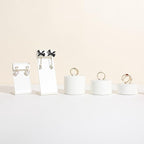 GemeShou White earring holder for girls, Leather earring display stand for selling, Jewelry earring hanger for boutique store【White-Earring stand-2pcs】