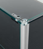 Free-Standing Tempered Glass Display Case, with 2 Pedestal Style Legs and Black Veneer