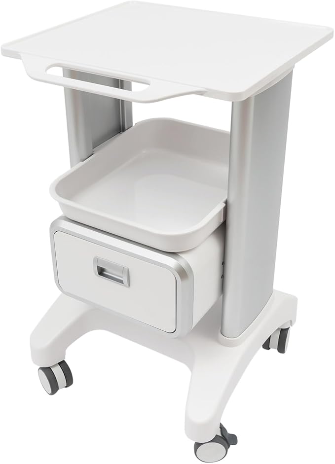 Mobile Medical Trolley Cart Mobile Ultrasound Cart 220 LBS Load Beauty Salon Instrument Rolling Carts with Drawer & Tray for Hospital Clinic Beauty Salon