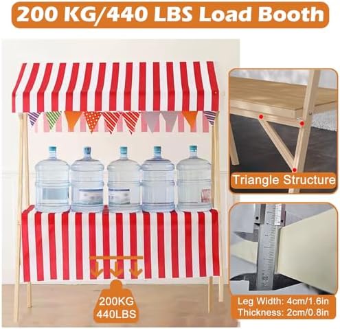 Foldable Outdoor Vendor Cart with Wheels - Mobile Concession Stand Booth for Farmers Markets, Street Fairs, and Vending, Portable Commercial Kiosk Display Counter