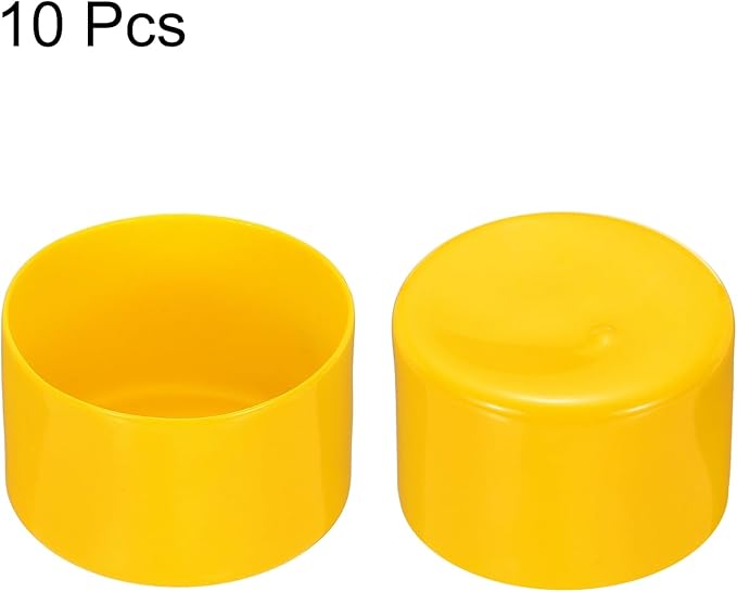 uxcell 10pcs Rubber End Caps 75mm(3 Inch) ID Vinyl Round End Cap Cover Screw Thread Protector Yellow