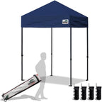 Eurmax USA 5'x5' Pop Up Canopy Tent Commercial Instant Canopies with Heavy Duty Roller Bag,Bonus 4 Sand Weights Bags (Navy Blue)