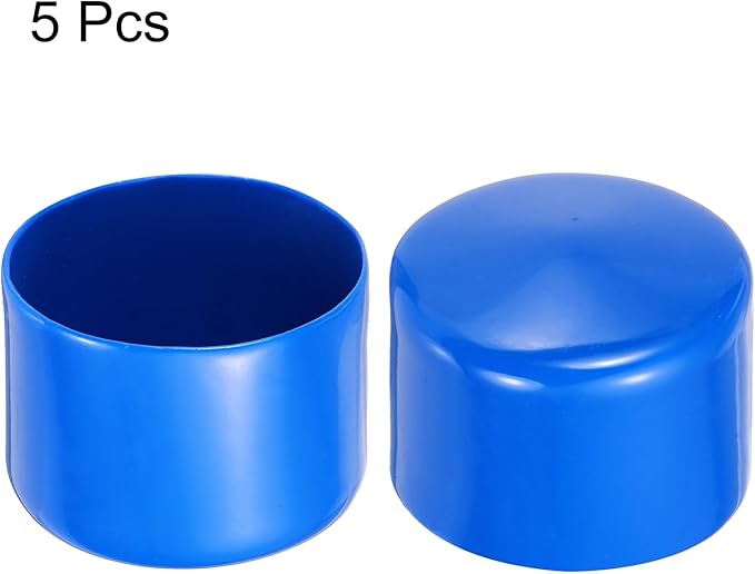 uxcell 5pcs Rubber End Caps 60mm(2.4 Inch) ID Vinyl PVC Round Tube Bolt Cap Cover Screw Thread Protectors Blue