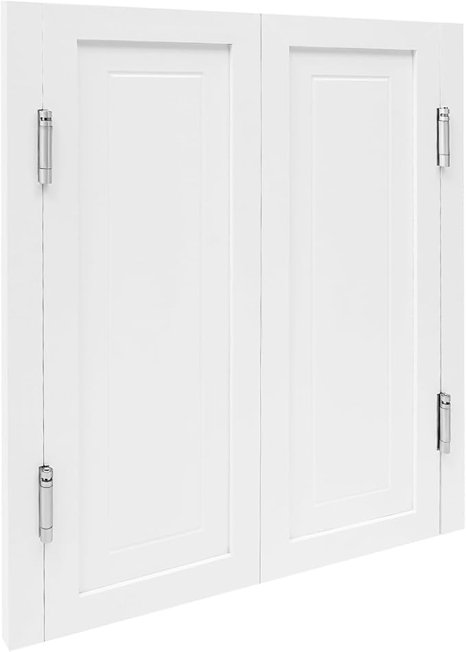 Solid Wood Interior Swing Door with Metal Hinges - Swinging Cafe Doors for Kitchen, Stairs, Bedroom Entrance & Partition (White, 31.5"X35.43")