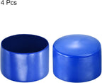 uxcell 4pcs Rubber End Caps 80mm(3 1/8") ID Vinyl Round Tube Bolt Cap Cover Screw Thread Protectors Blue, 50mm Height
