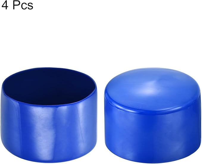 uxcell 4pcs Rubber End Caps 80mm(3 1/8") ID Vinyl Round Tube Bolt Cap Cover Screw Thread Protectors Blue, 50mm Height