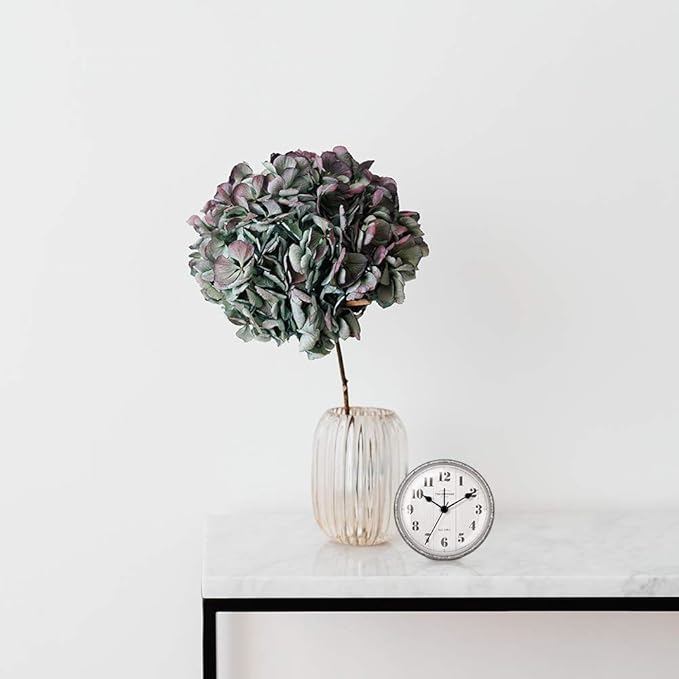 Presentime & Co 4" Farmhouse Tabletop Alarm Mantel Clock, Desk and Shelf Clock, Silent no Ticking, Light Grey Oak and Rusted Galvanized Finish. Tabletop Décor, Home Décor, Farmhouse Décor