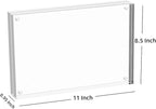 Meetu Acrylic Picture Frame 8.5x11,Clear Freestanding Double Sided 24mm Thickness Frameless Magnetic Photo Frames Desktop Display with Gift Box Package (1 Pack)