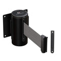 Crowd Control Warehouse - CCW Series WMB-120 Fixed Wall Mount Retractable Belt Barrier - 11 Foot, Light Grey Belt with Black Steel Case