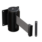Crowd Control Warehouse - CCW Series WMB-120 Fixed Wall Mount Retractable Belt Barrier - 11 Foot, Light Grey Belt with Black Steel Case