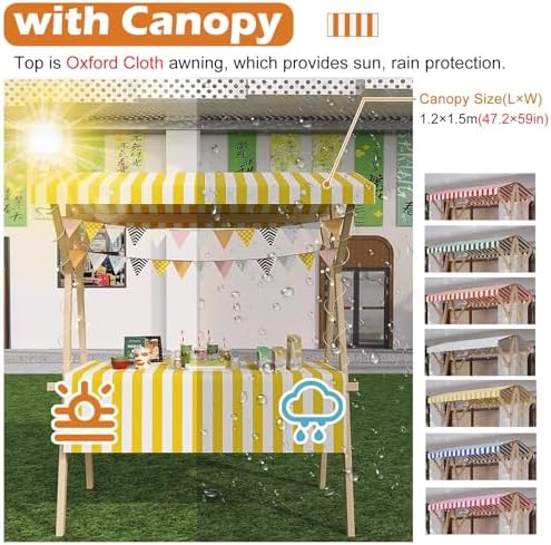 Foldable Vendor Cart with Wheels - Portable Outdoor Concession Stand for Farmers Market, Fairs, Street Vending, Commercial Display Kiosk, Mobile Food Stall