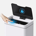 Mbillion Automatic Touchless 15 Gallon Motion Sensor Trash Can Stainless Steel Smart Trash Cans with Lid Rectangular Garbage Can for Kitchen Bedroom Home Office White